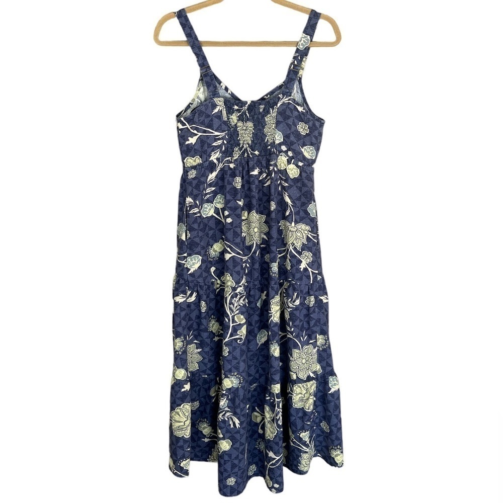 Sonoma Linen Blend Floral Midi Maxi Sundress Blue Sleeveless Small - Picture 7 of 12